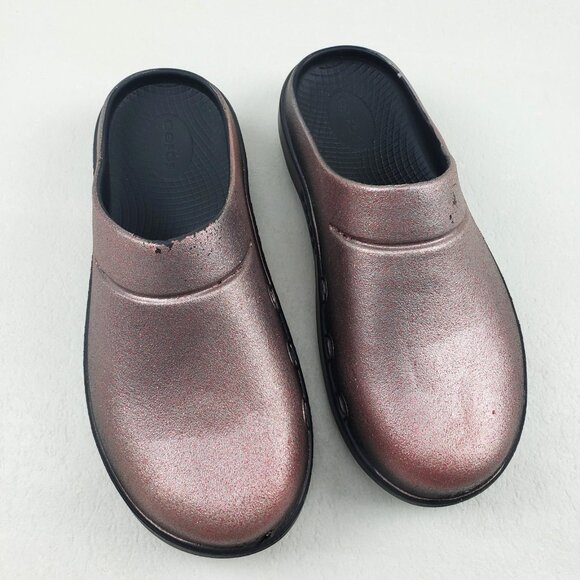 Oofos Oocloog Slip On Clog Womens 10 Red Sparkle Recovery Foam Comfort Mule Shoe - Picture 2 of 14